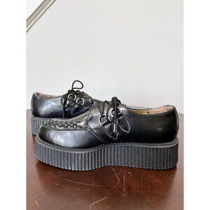 TUK V6802 Black Leather Mondo Creeper Double Sole Shoes Men US10 EU43 NEW